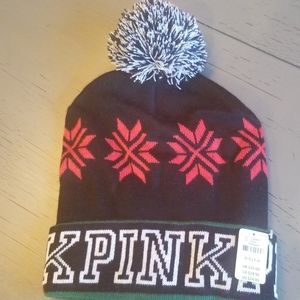 PINK pom pom hat